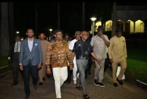 Governor Fubara and Nyesom Wike walk side by side after peace meeting in Abuja