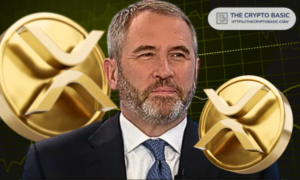 Ripple CEO Brad Garlinghouse with XRP symbols in the background.