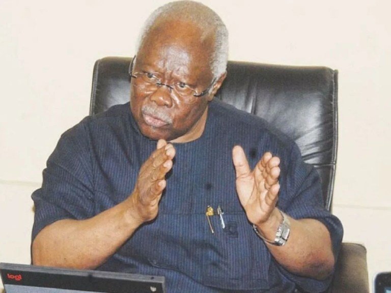 Bode George speaking during a PDP leadership crisis interview