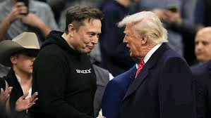 Elon Musk and Donald Trump exchanging words at a public event.